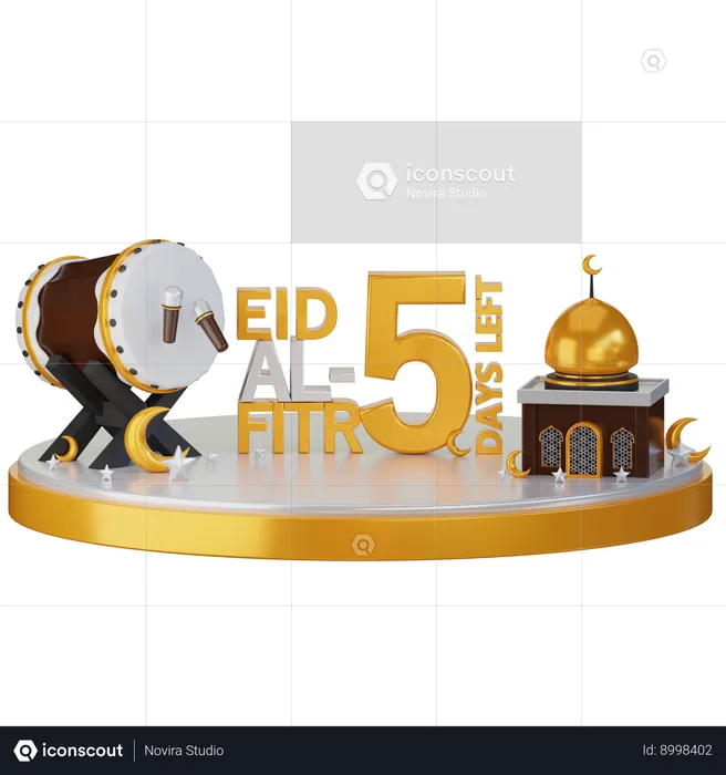 Eid al fitr il reste 5 jours  3D Illustration