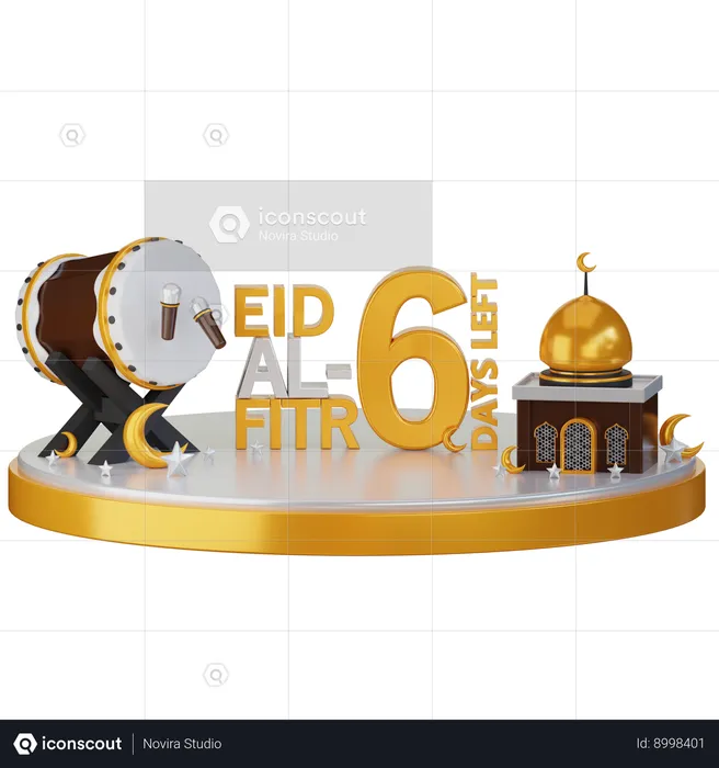 Eid Al Fitr 6 Days Left  3D Illustration