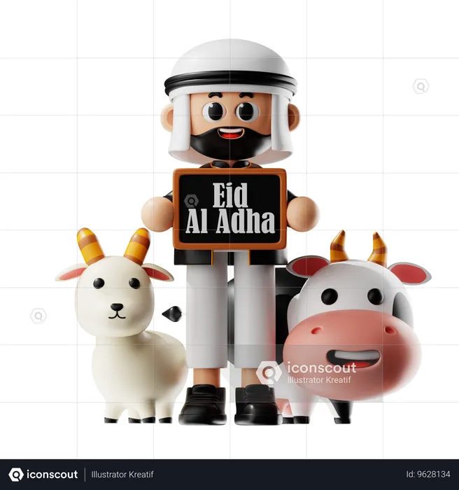 Eid Celebration With Animals  3D Illustration