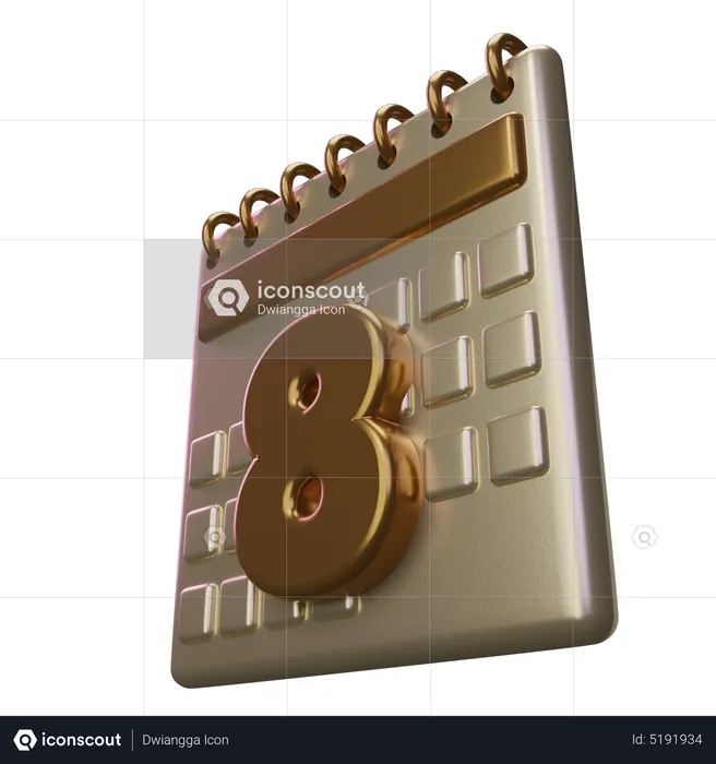 Eight Calendar  3D Icon