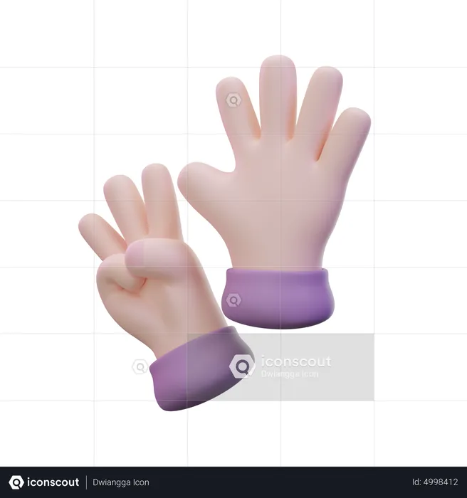 Eight Finger Hand Gesture  3D Icon