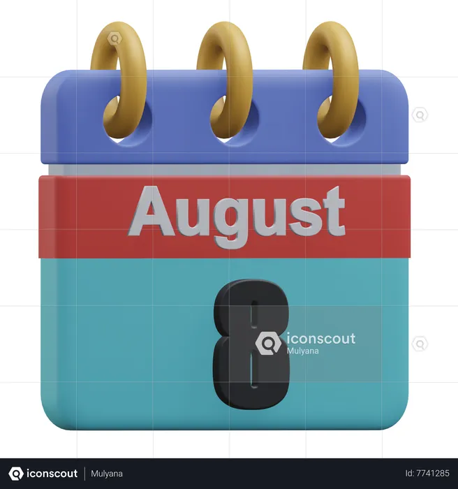 Eighth August  3D Icon