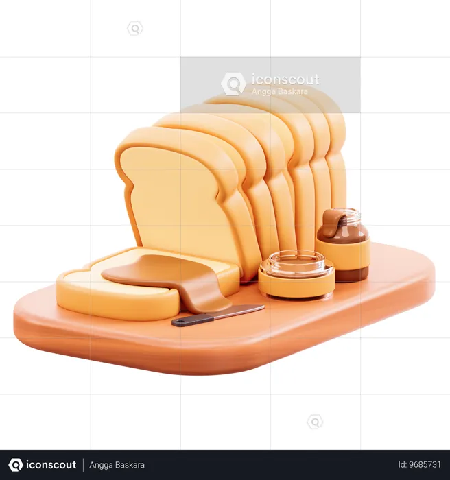 Einfaches Brot und Marmelade  3D Icon