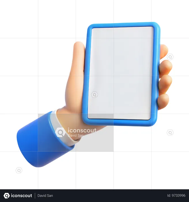 Eine Hand hält ein Tablet  3D Icon