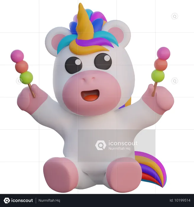 Einhorn hält Dangos  3D Icon