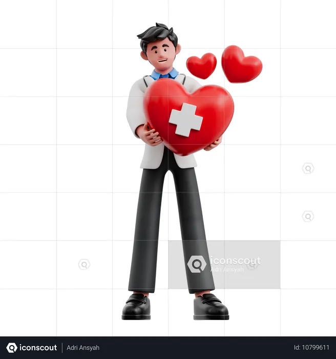 El doctor trajo el corazón  3D Illustration