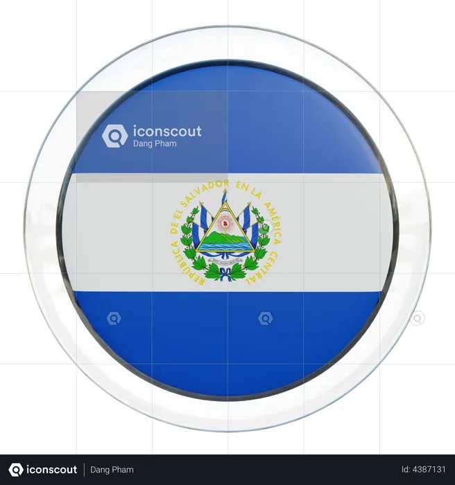El Salvador Flag Glass Flag 3D Illustration