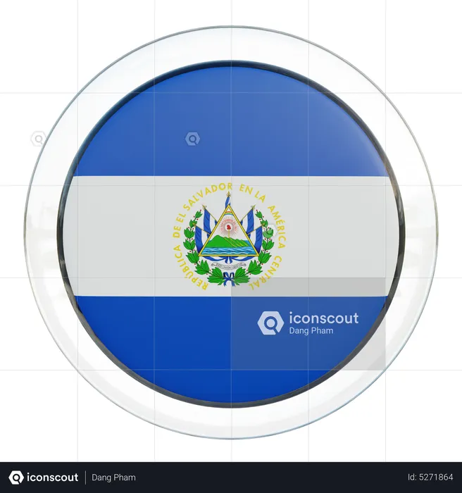 El Salvador Round Flag Flag 3D Icon