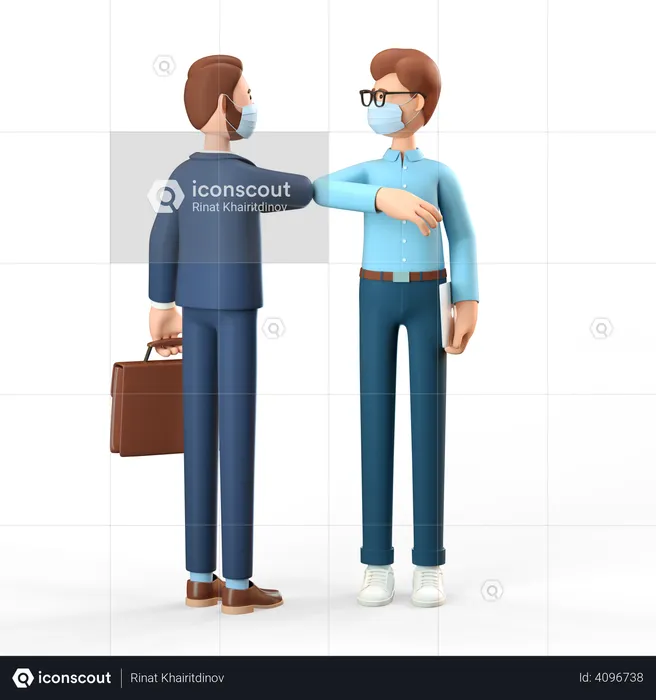Elbow greeting by business partners  3D Illustration