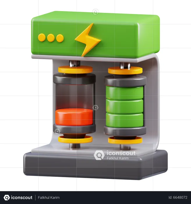 Electric Car Battery Charging  3D Icon
