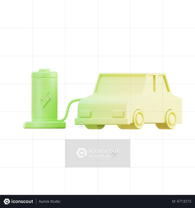 Electric Car Charging  3D Illustration