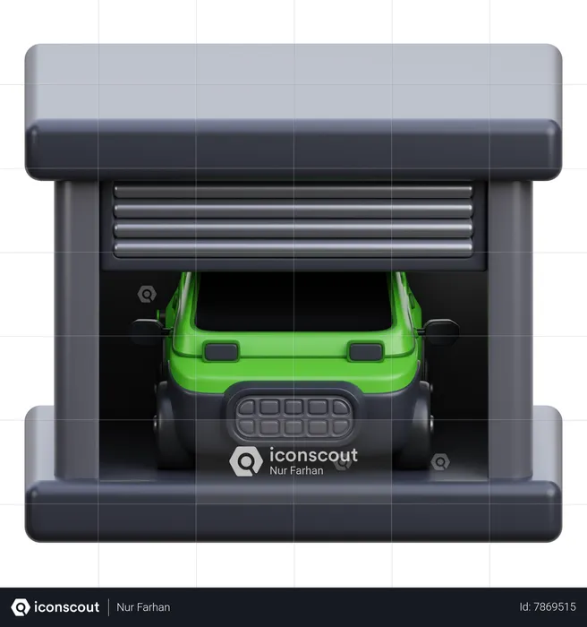 Electric Car Garage  3D Icon