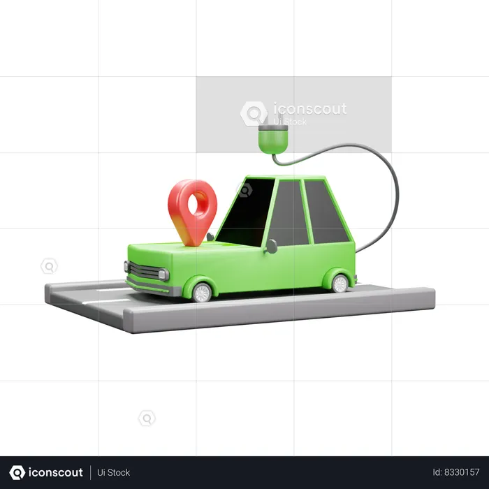 Electric Car Location  3D Icon