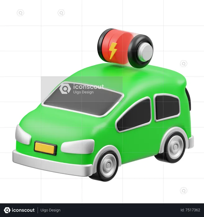 Electric Car Low Battery  3D Icon