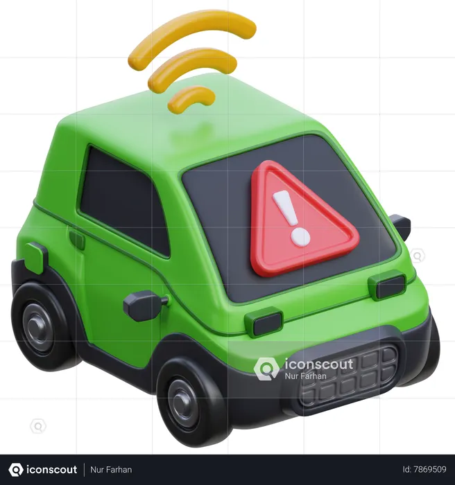 Electric Car Signal Warning  3D Icon