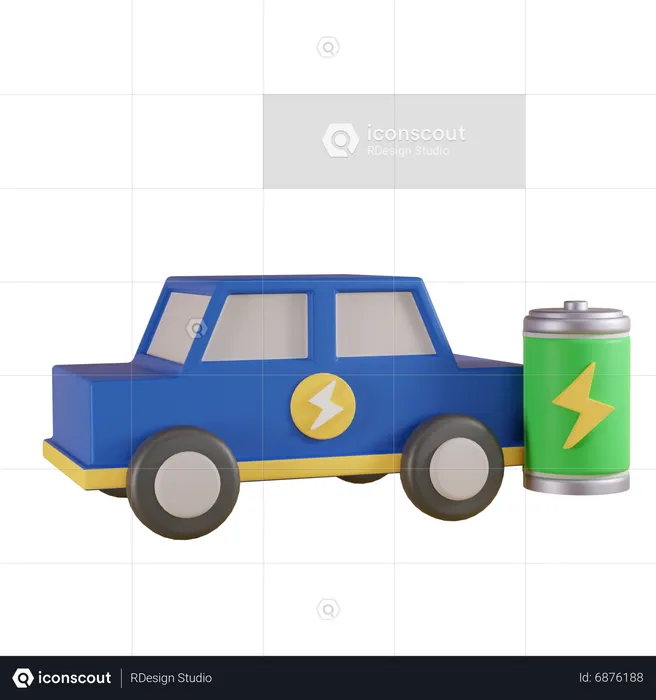 Electric Car With Full Battery  3D Icon