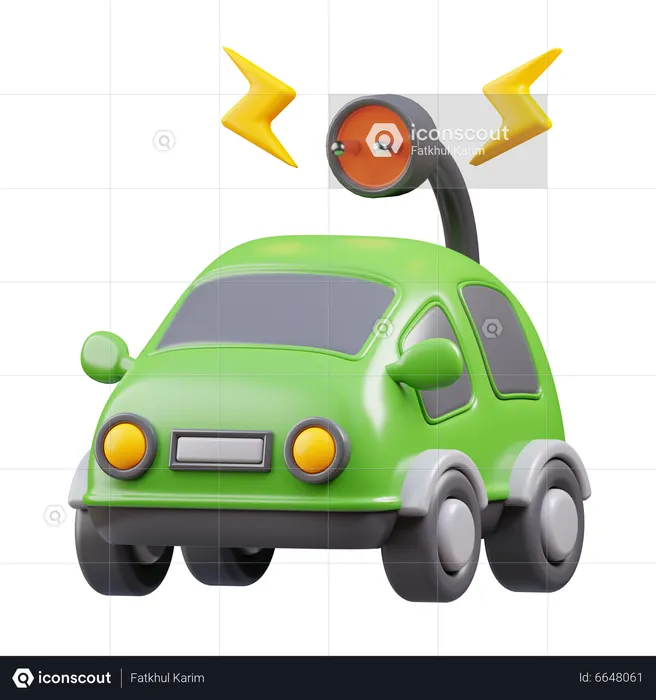 Electric Car With Socket  3D Icon