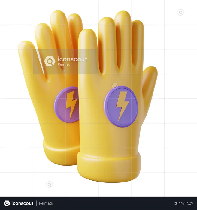 Electric Gloves  3D Illustration