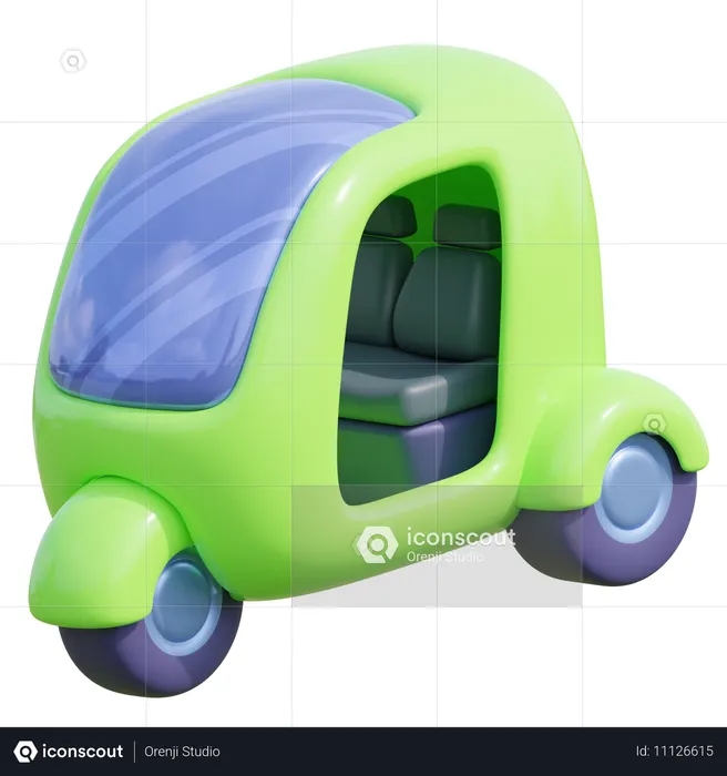 電動人力車  3D Icon