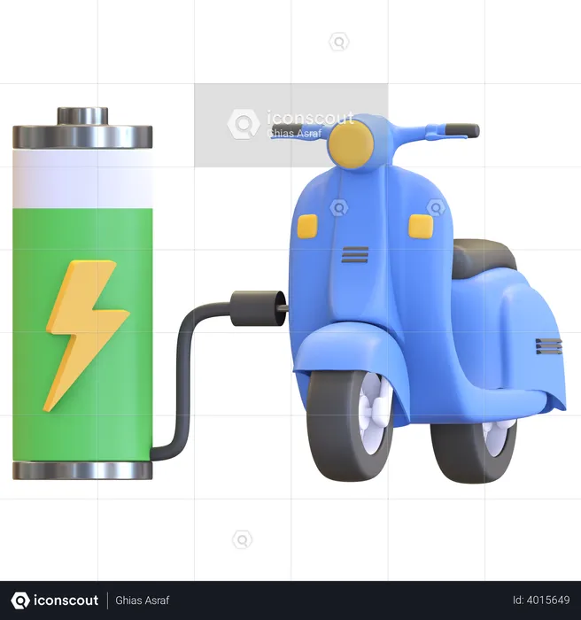 Electric scooter charging  3D Illustration