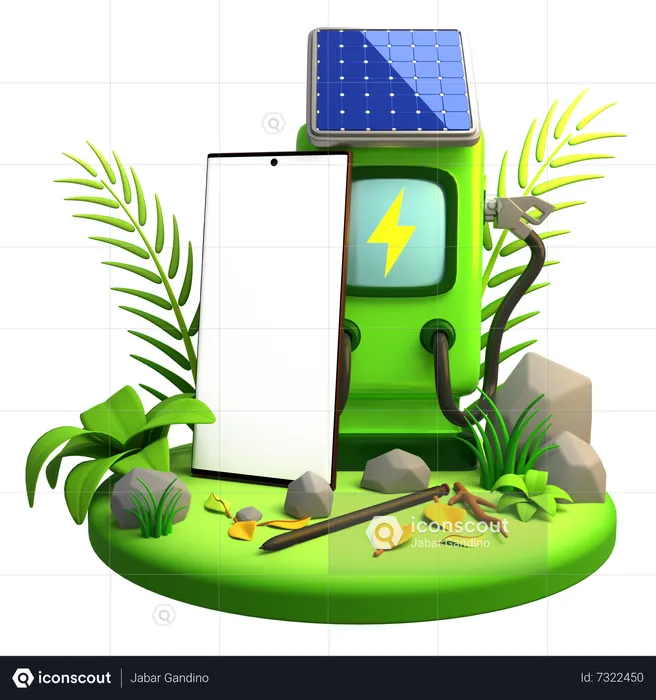 Electric vehicle charging station Mobile Mockup  3D Illustration