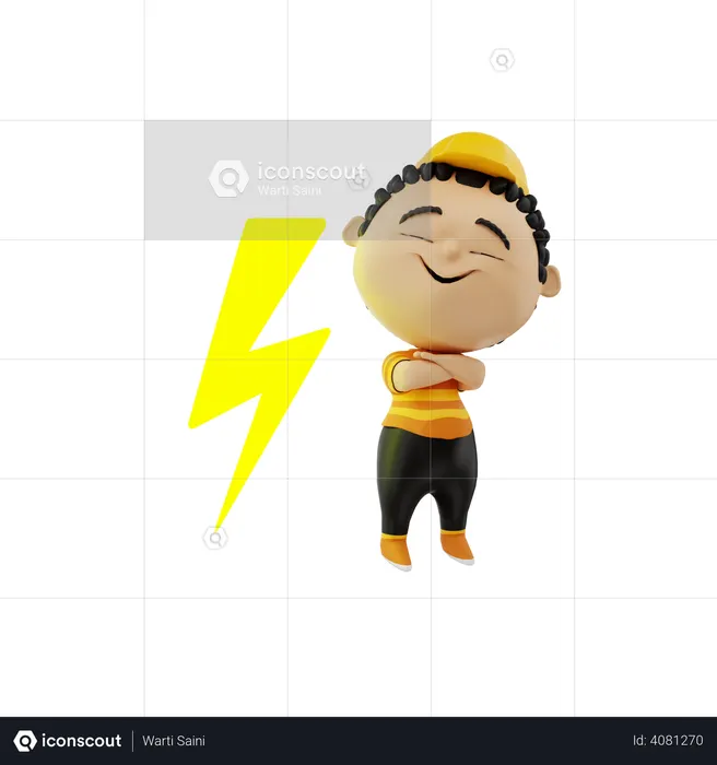 Electrician with bolt  3D Icon