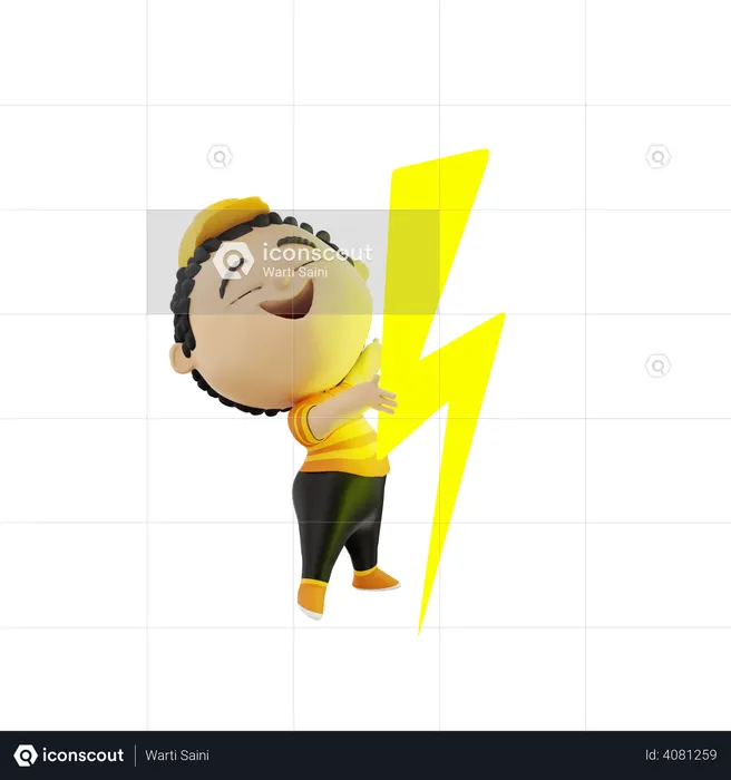 Electrician with bolt  3D Illustration