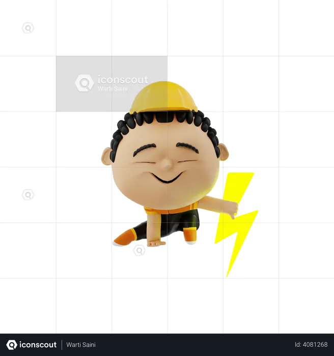 Electrician with bolt  3D Illustration