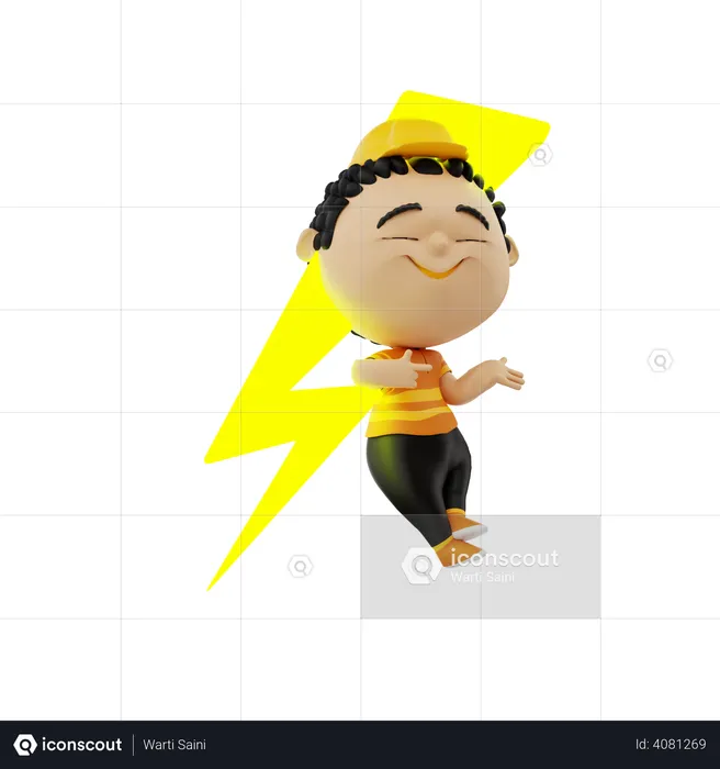 Electrician with bolt  3D Illustration