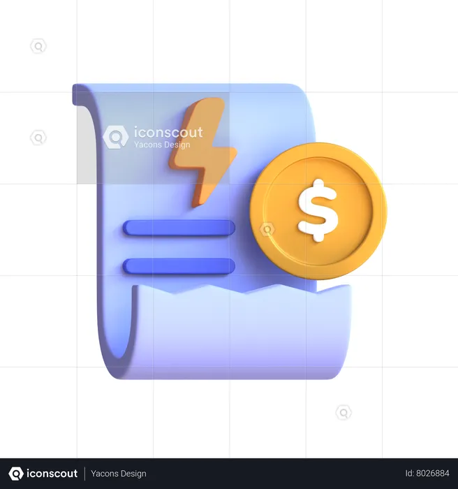 Electricity Bill Payment  3D Icon