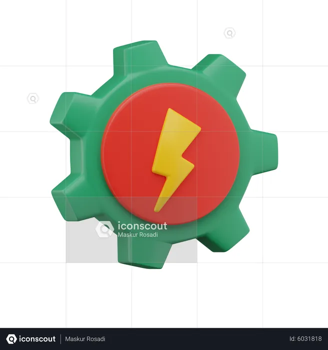 Electricity Power Setting  3D Icon