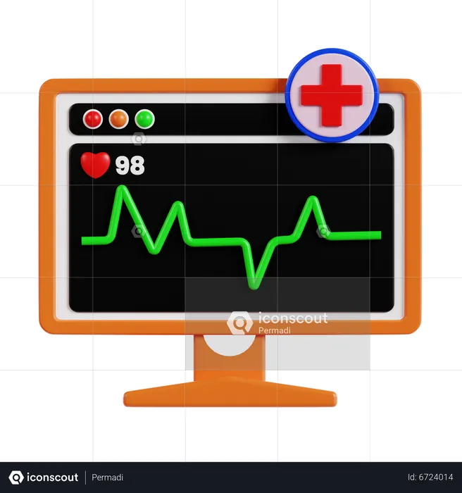 Electrocardiograma  3D Icon