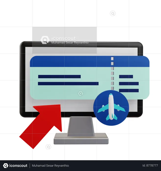 Electronic Flight Ticket  3D Icon