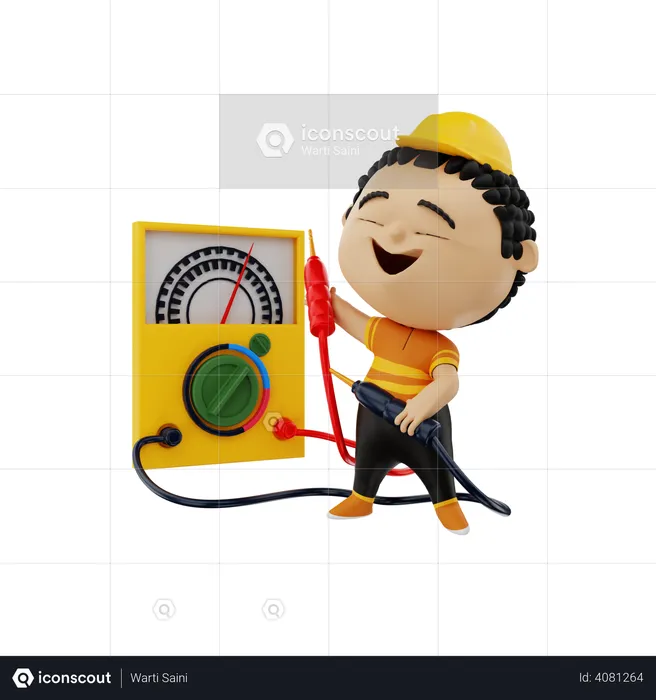 Electronic Technician with multimeter  3D Illustration
