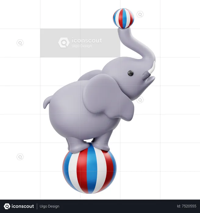 Elefant spielt mit Ballattraktion  3D Icon