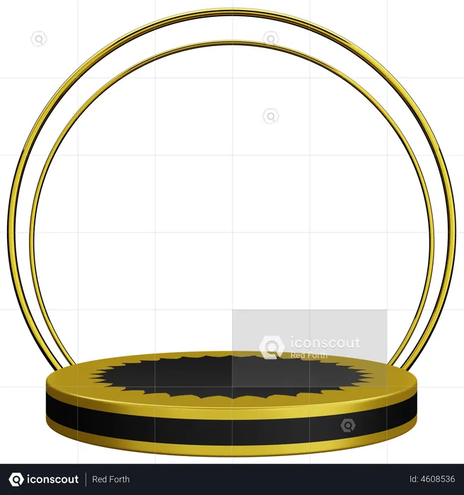 Elegant black gold pedestal  3D Illustration