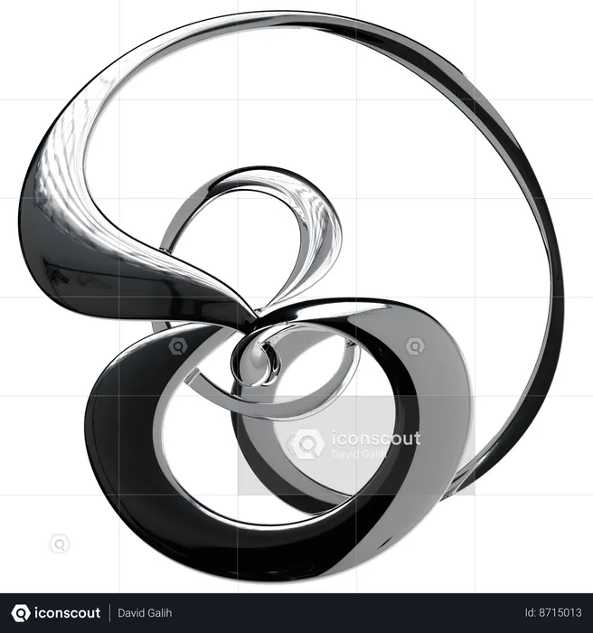 Elegant Chrome Abstract  3D Icon