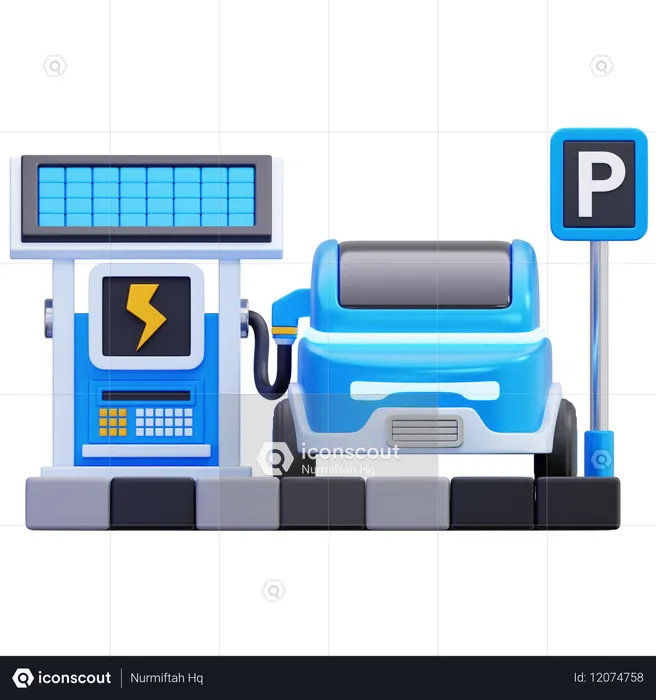 Elektroauto an der Ladestation  3D Icon