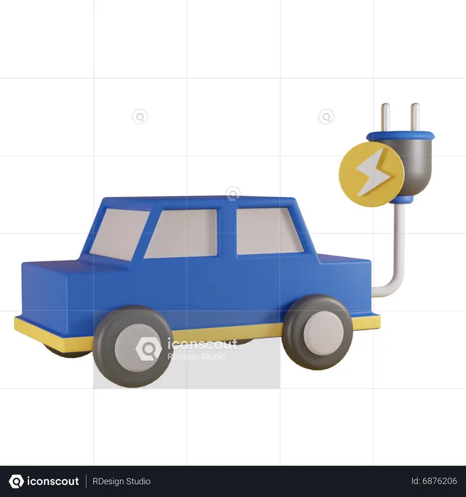 Elektroauto mit Steckdose  3D Icon
