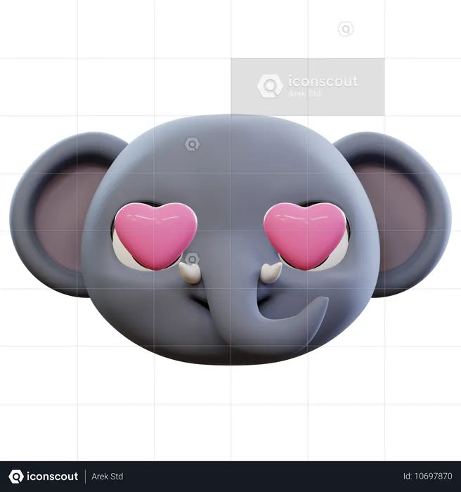 Émoticône d'amour d'éléphant Emoji 3D Icon