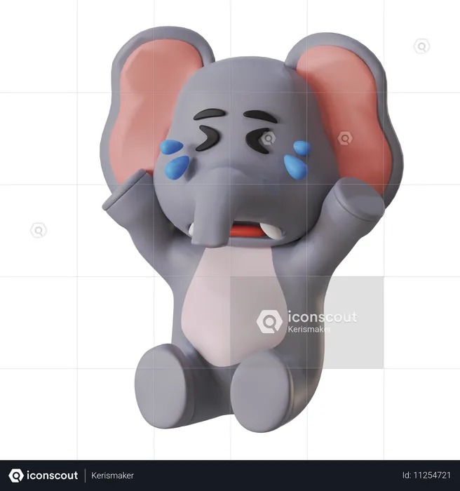 Elephant Crying  3D Illustration