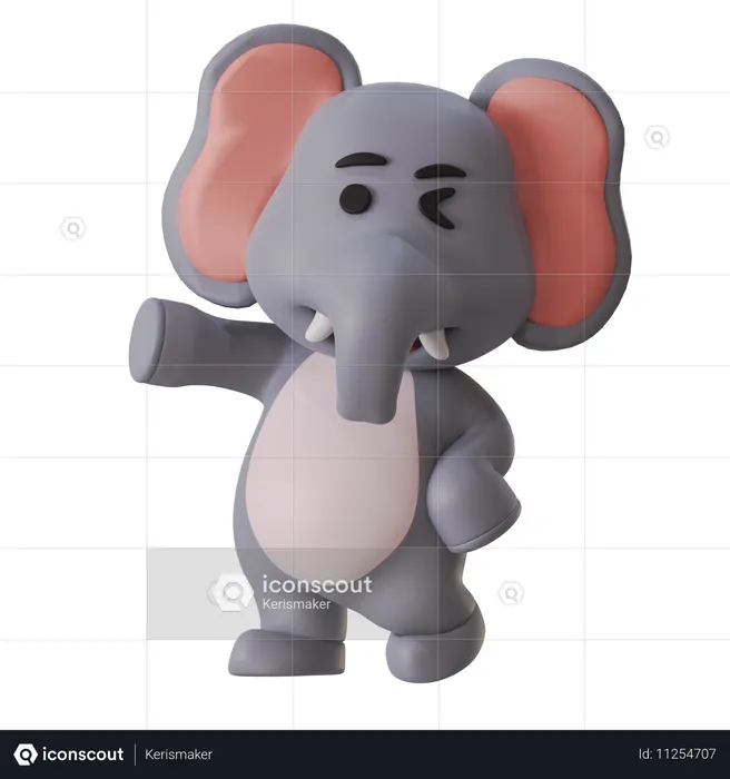 Elephant Greeting Hello  3D Illustration