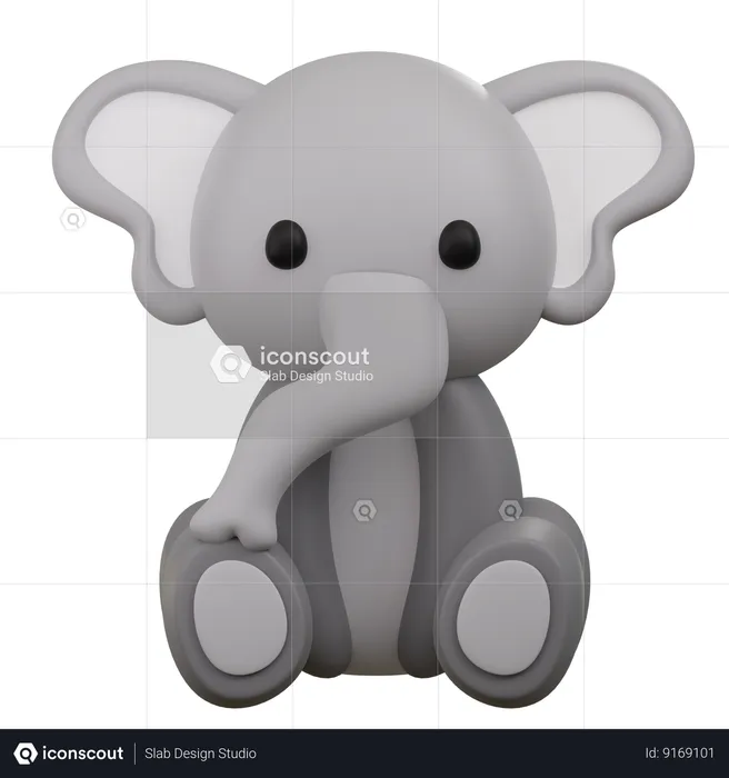 Éléphant mignon  3D Icon