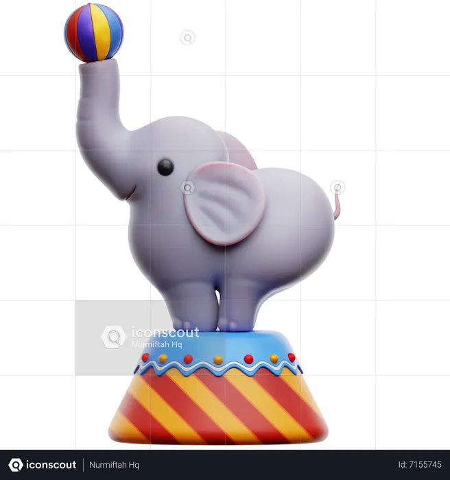 Elephant Playing with Ball Attraction  3D Icon