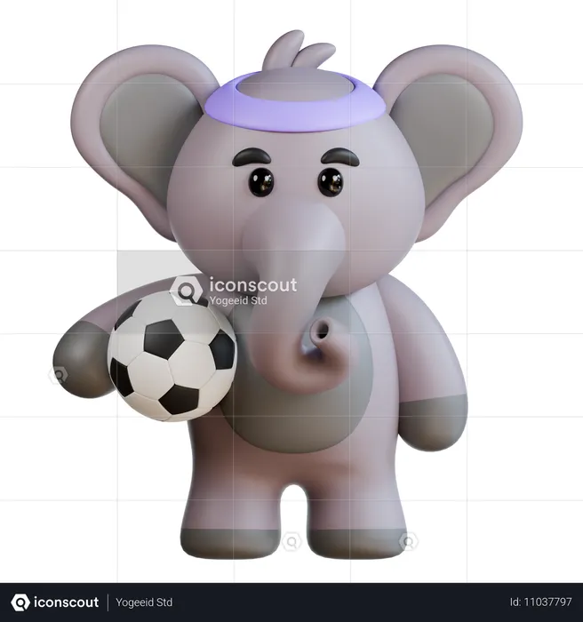 Elephant Soccer  3D Illustration