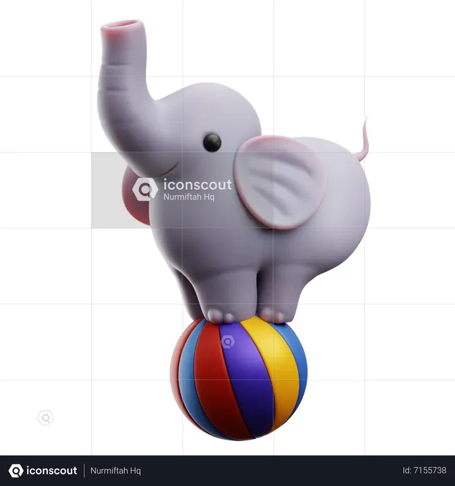 Elephant Standing on the Ball  3D Icon
