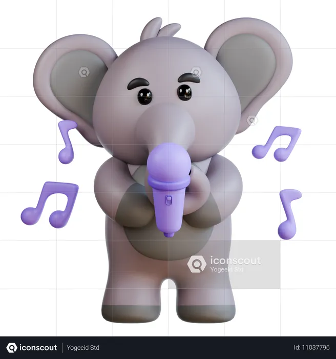 Elephant With Mic  3D Illustration