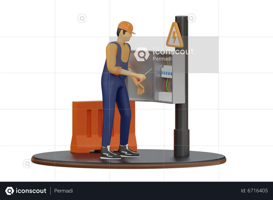 Eletricista Masculino  3D Illustration