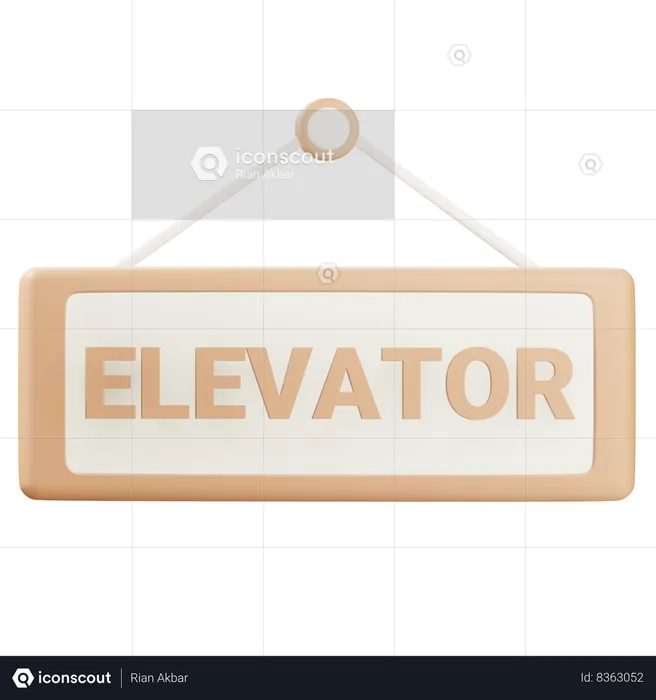 Elevator Sign  3D Icon