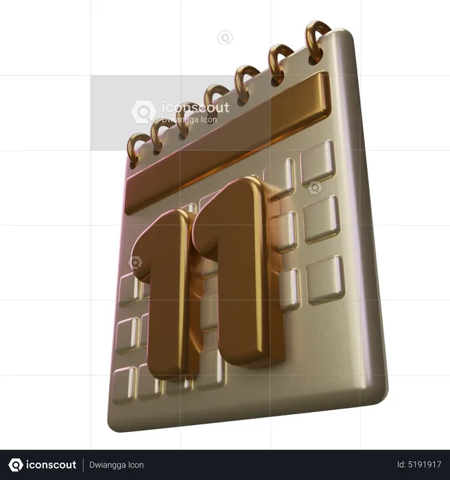 Eleven Calendar  3D Icon